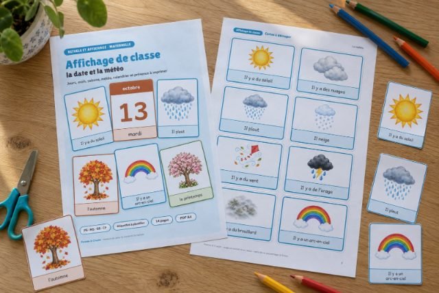 Affichage de classe : la date et la météo