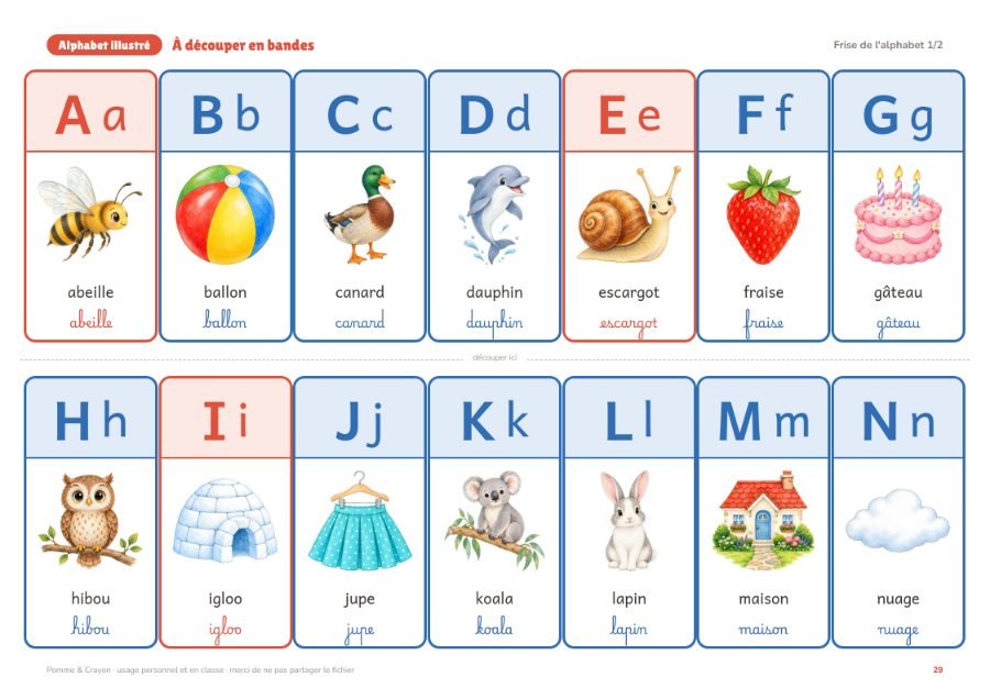 Alphabet illustré : Une page du fichier