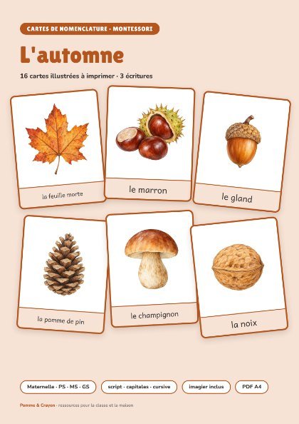 Cartes de nomenclature à imprimer : L'automne