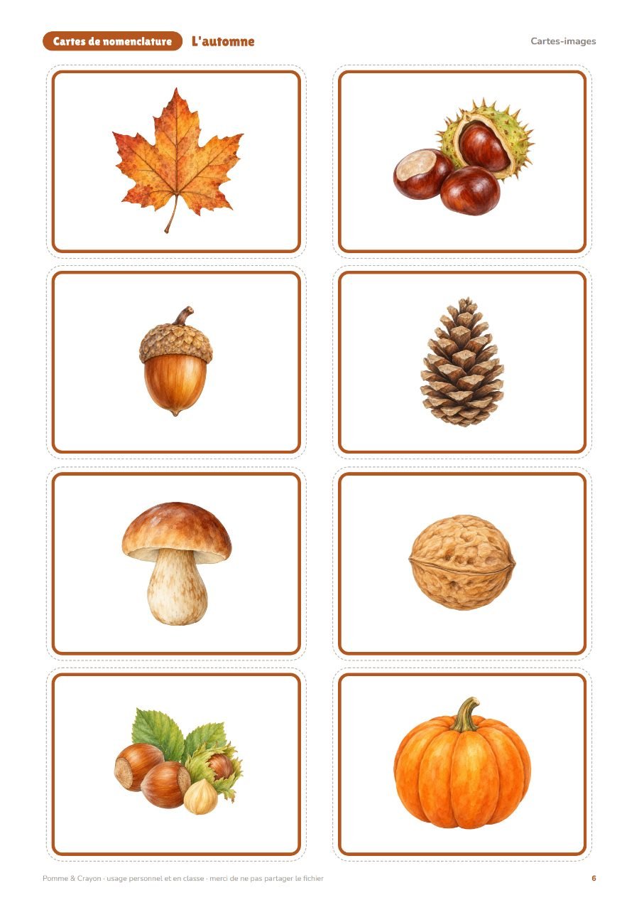 L'automne : Les cartes-images