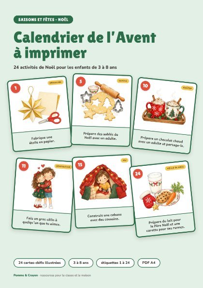 Calendrier de l'Avent à imprimer : 24 activités : La couverture