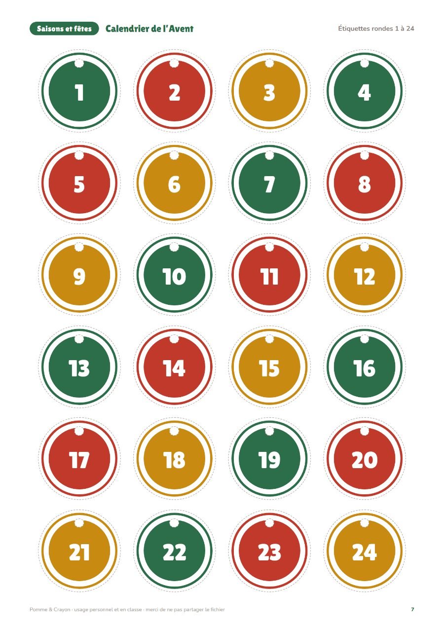 Calendrier de l'Avent à imprimer : 24 activités : Une page du fichier
