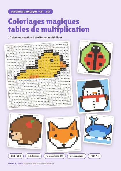 Coloriages magiques : tables de multiplication (CE1–CE2)