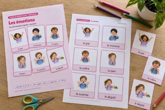 Cartes de nomenclature à imprimer : Les émotions