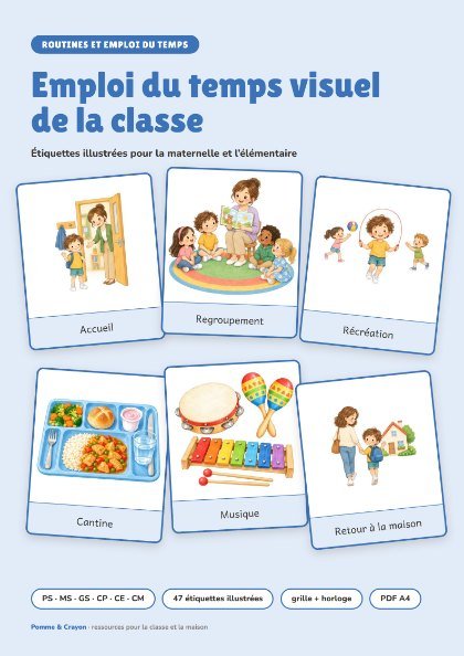 Emploi du temps visuel de la classe : La couverture