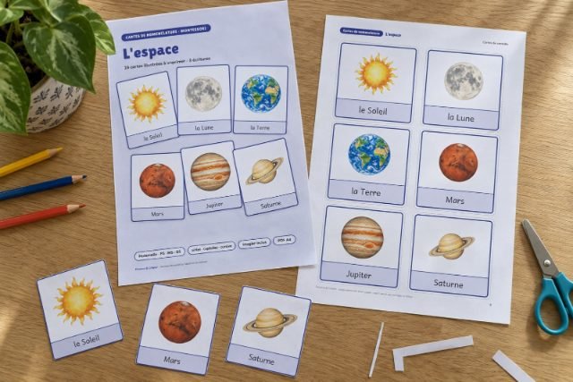 Cartes de nomenclature à imprimer : L'espace