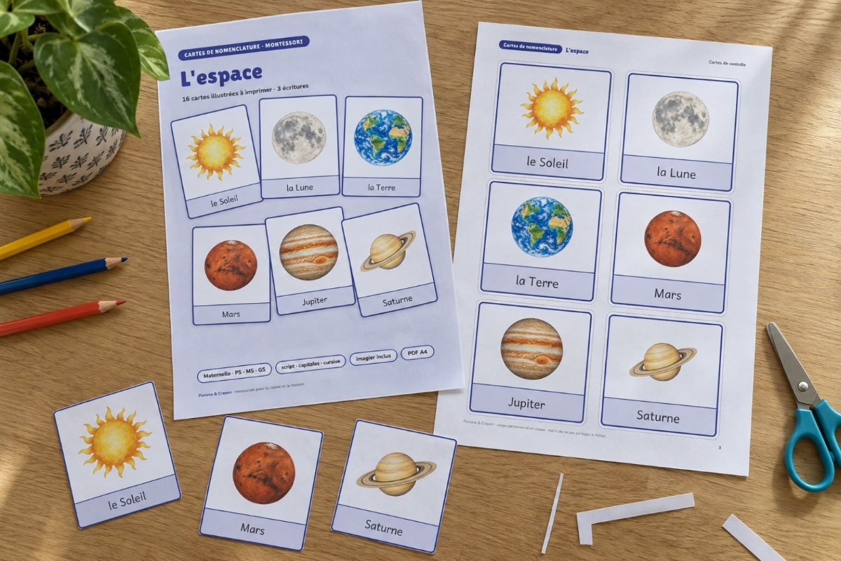 L'espace : imprimé sur la table