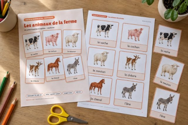 Cartes de nomenclature à imprimer : Les animaux de la ferme