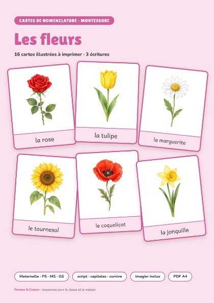 Cartes de nomenclature à imprimer : Les fleurs