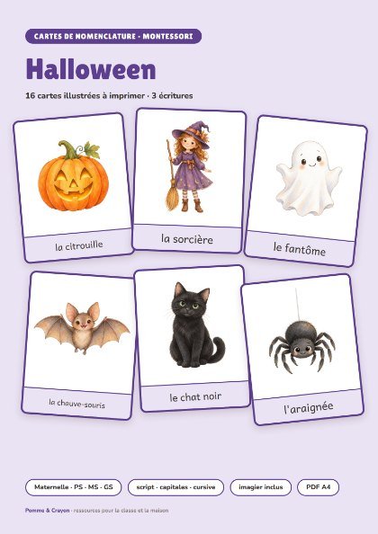 Cartes de nomenclature à imprimer : Halloween