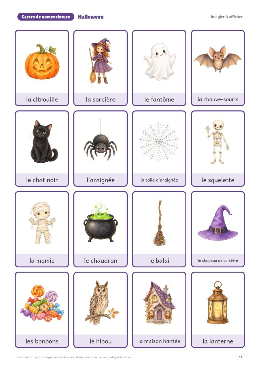 Halloween : L'imagier à afficher