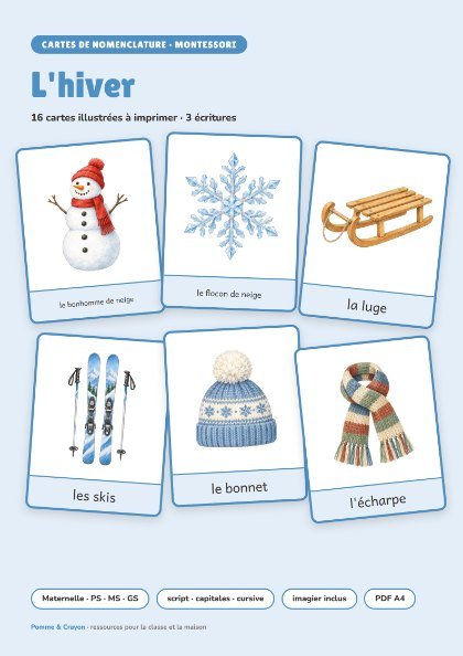 Cartes de nomenclature à imprimer : L'hiver