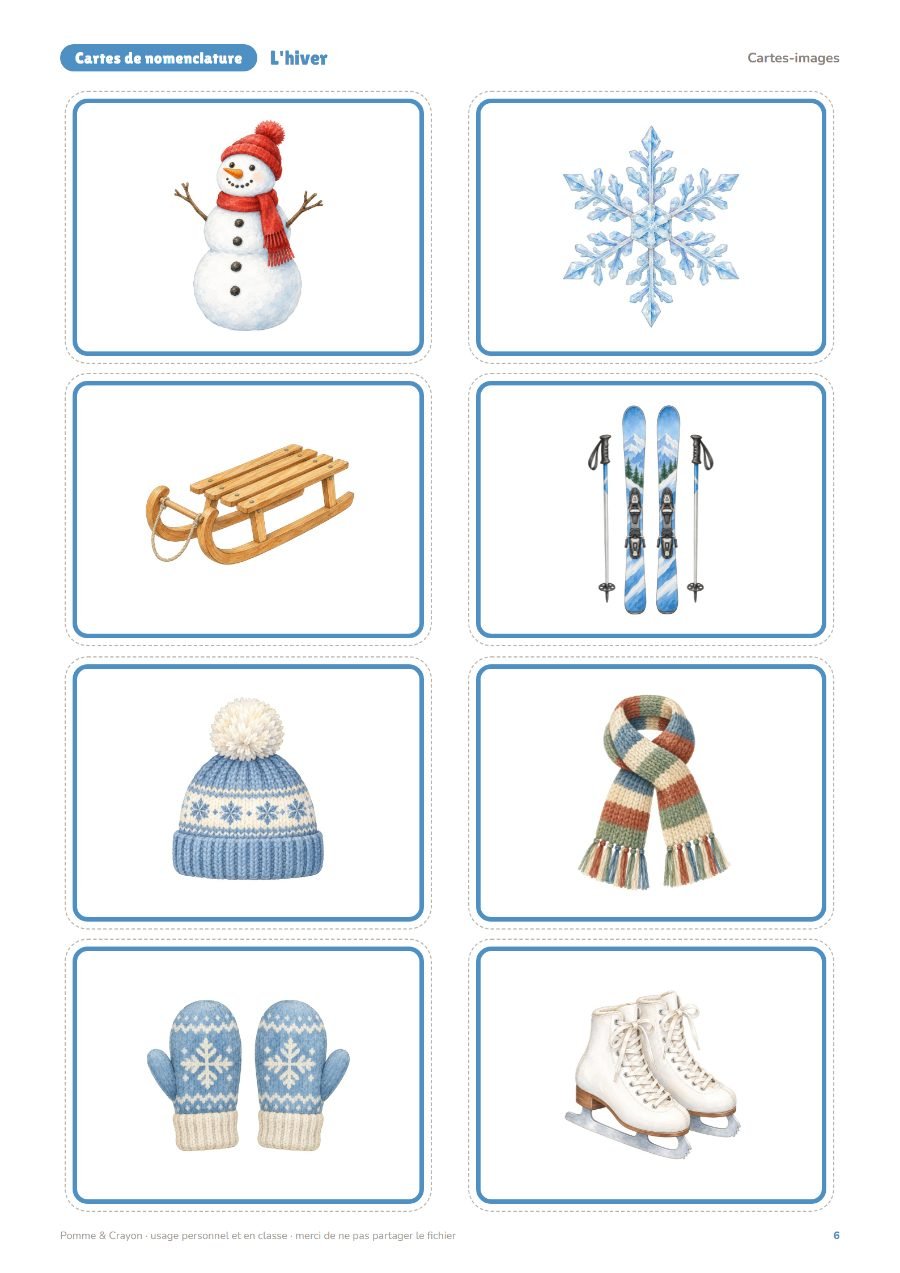 L'hiver : Les cartes-images