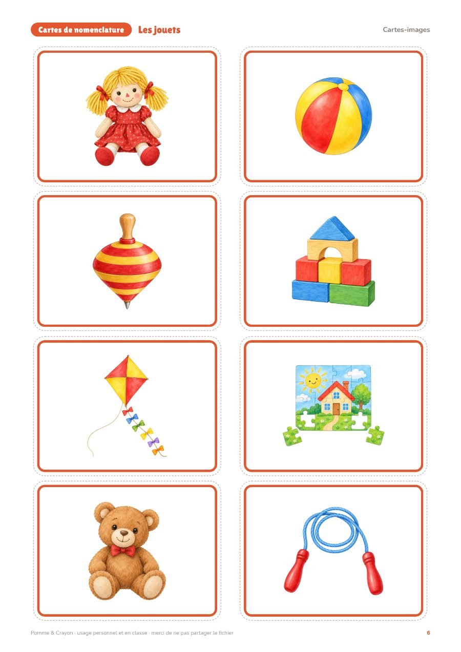Les jouets : Les cartes-images