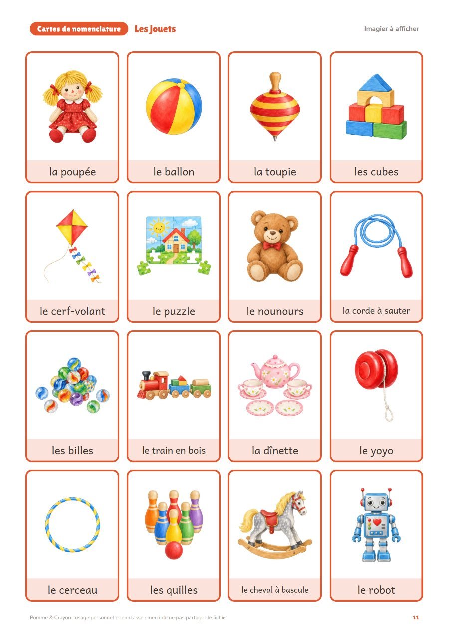 Les jouets : L'imagier à afficher
