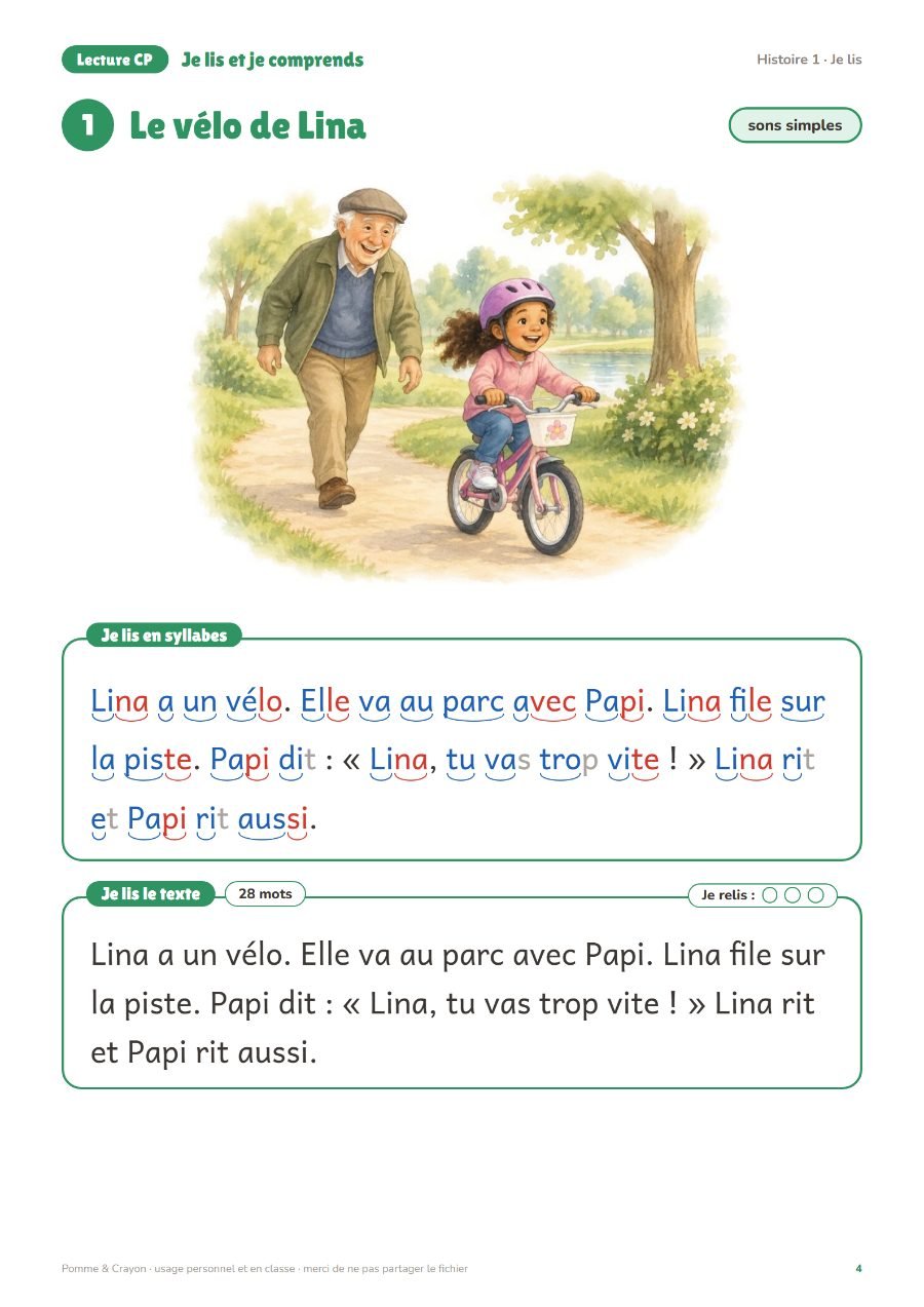 Je lis et je comprends : 20 petites histoires : Une page du fichier