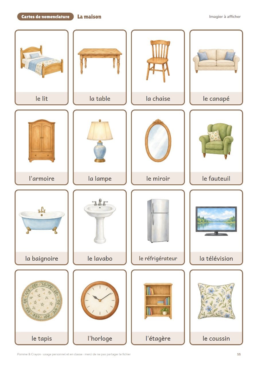 La maison : L'imagier à afficher