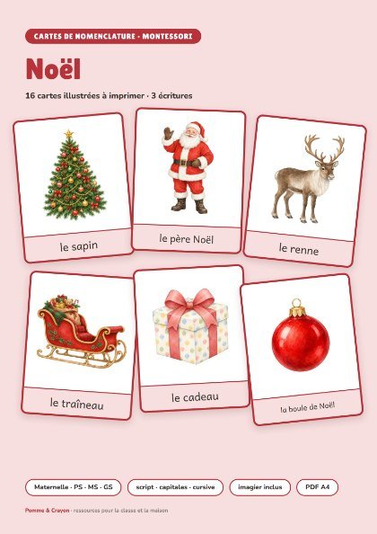 Cartes de nomenclature à imprimer : Noël