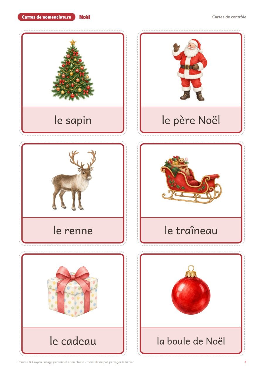 Noël : Les cartes de contrôle