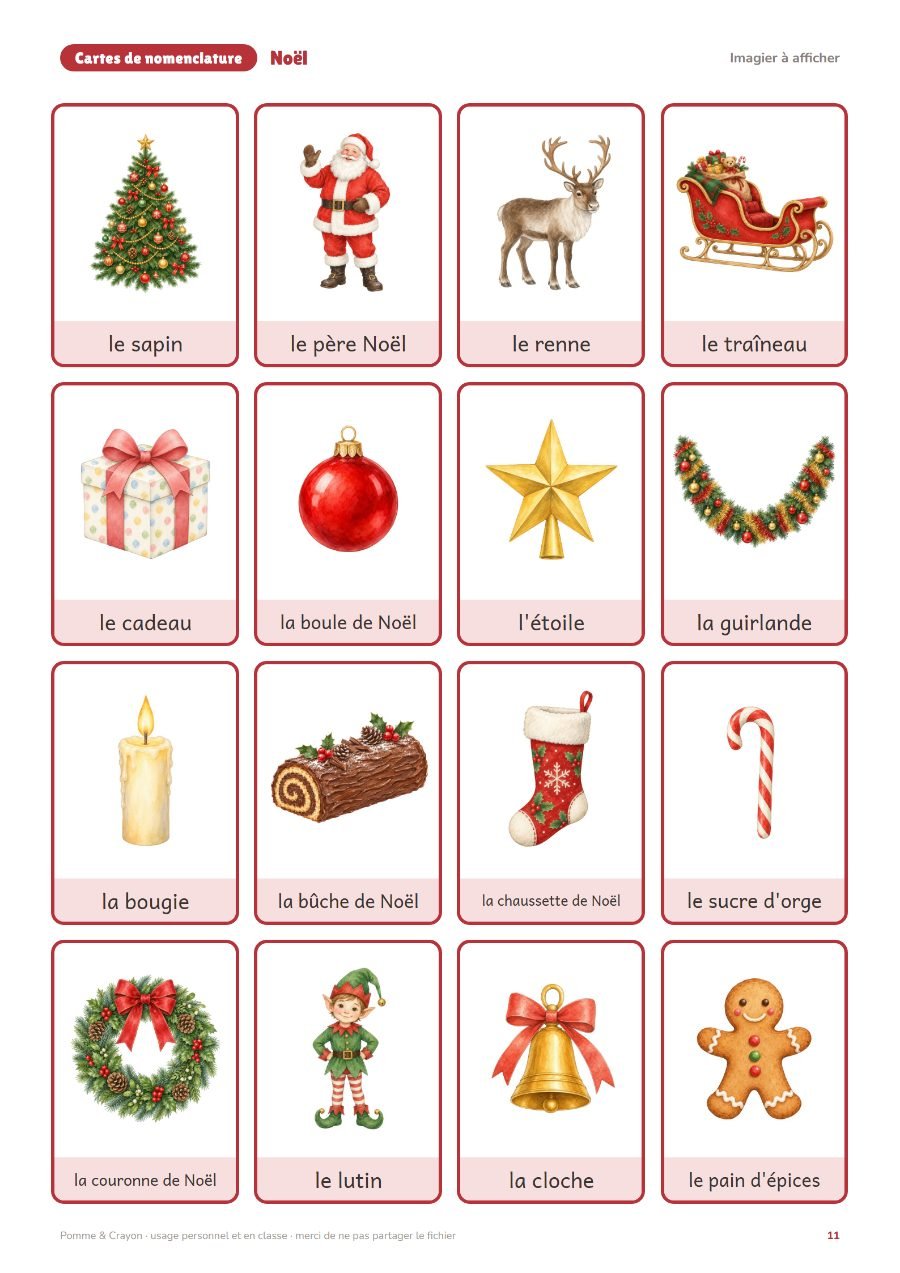 Noël : L'imagier à afficher