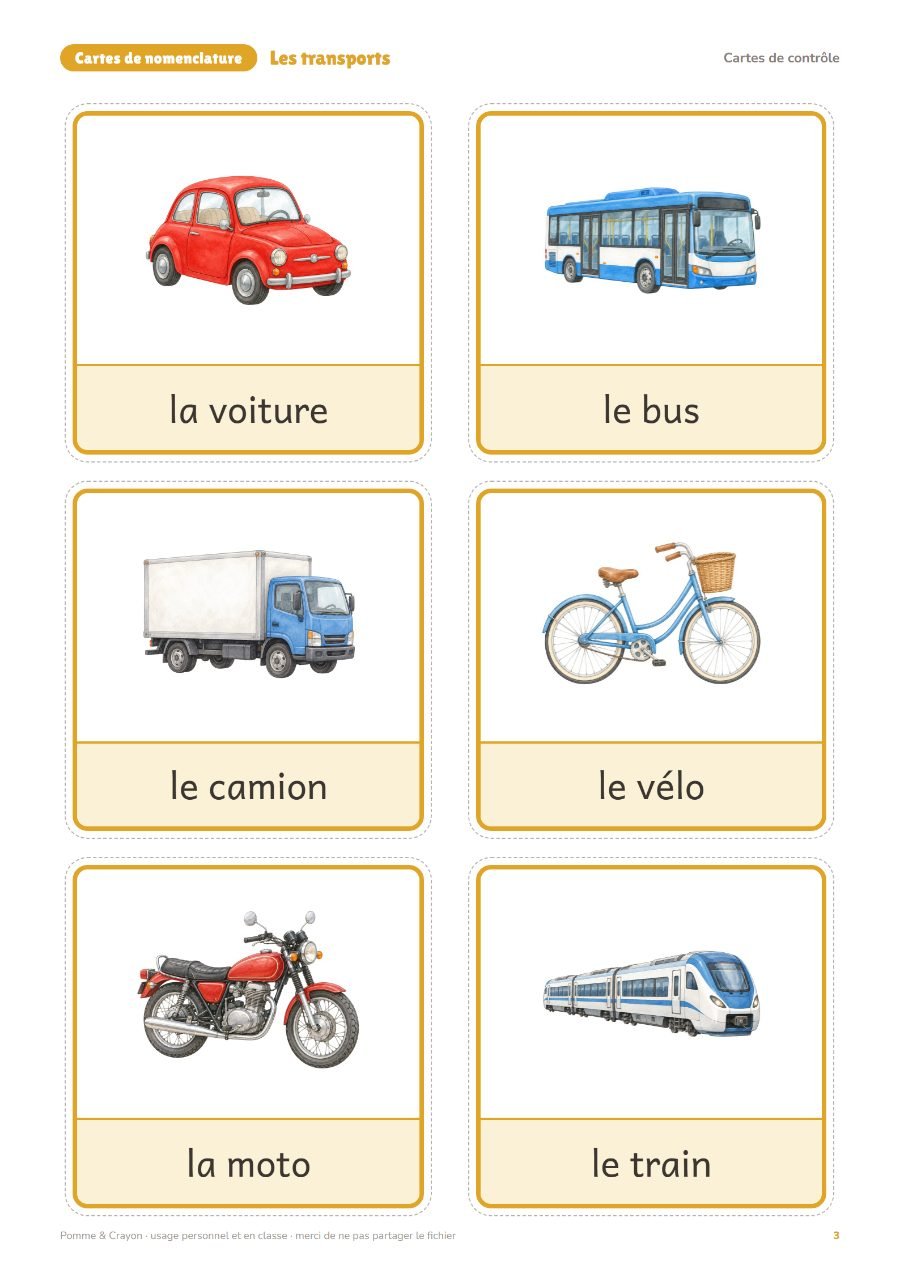 Les transports : Les cartes de contrôle