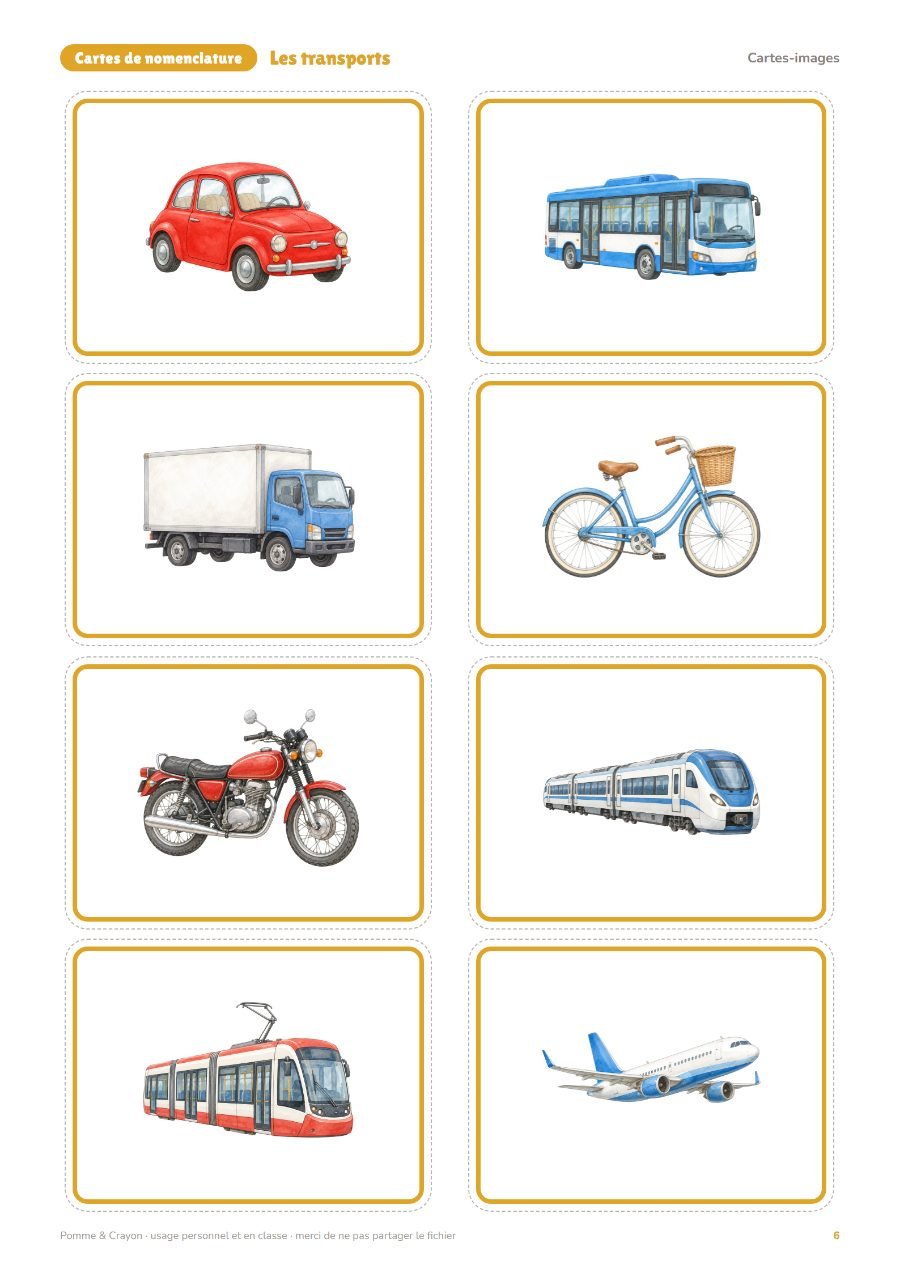 Les transports : Les cartes-images
